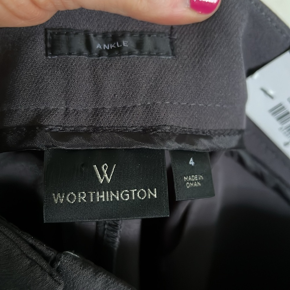 WORTHINGTON Carbon Gray Zip Pocket, Skinny, Ankle Work Pants, Sz 4, NWT. - Picture 2 of 7